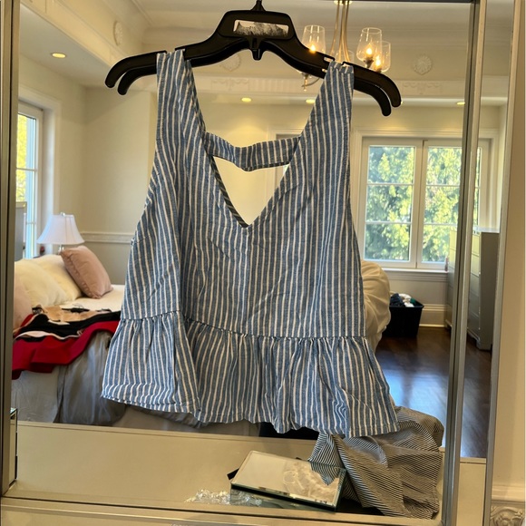 Abound Blue and white stripe tank with open back - Picture 6 of 8